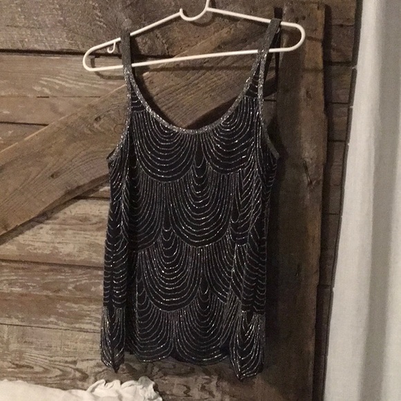 Joie Devani Scallop Beaded Tank Black Top Size XS - Picture 1 of 4